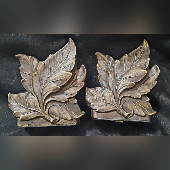 Brass gatco leaf bookends - Picture 1 of 5